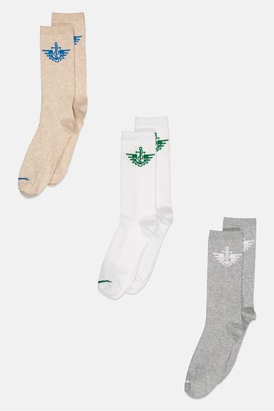 Dockers Men 3 Pairs Brand Logo Crew Socks, Multicolor