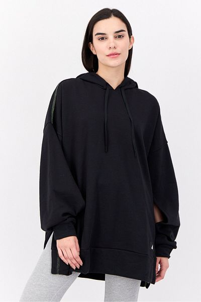 adidas Women Sportswear Fit Long Sleeves Outdoor Sweatshirt, Black