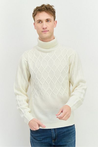 Sorbino Men Turtle Neck Textured Long Sleeves Sweater, Off White