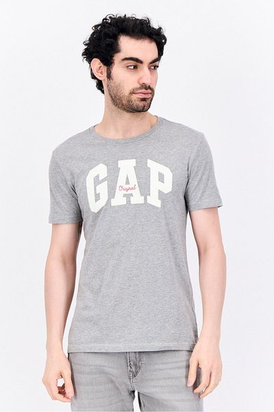 GAP Men Crew Neck Short Sleeves Graphic Printed T-shirt, Grey