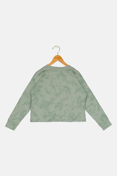 GAP Kids Girl Round Neck Long Sleeve Graphic Print T-Shirts, Sage Green