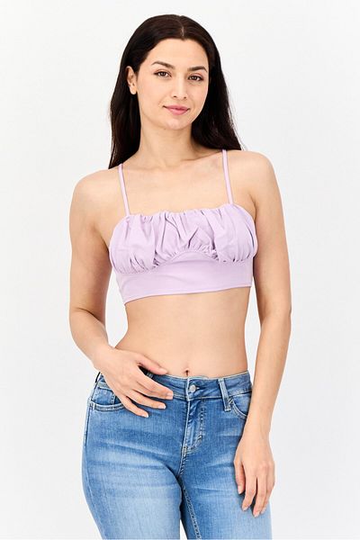 Public Desire Women Square Neck Plain Crop Tank Top, Purple
