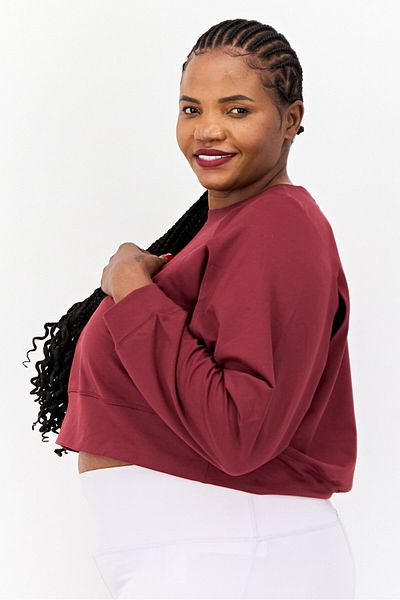 adidas Women Sportswear Fit Long Sleeves Training Sweatshirt, Maroon