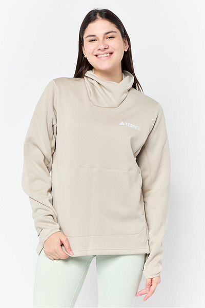 adidas Women Sportswear Fit Long Sleeve Hiking Sweatshirt, Beige