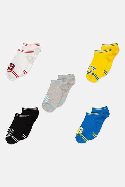 RBX Kids Boy 5 Pairs Brand Logo Ankle Socks, Multicolor