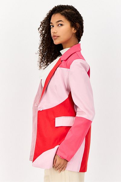 Missyempire Women Regular Fit Color Block Semi Formal Blazer, Multicolor