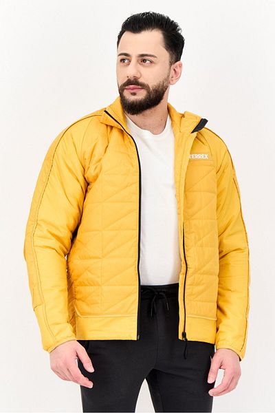 adidas Men Sportswear Fit Long Sleeves Outdoor Quilted Jacket, Yellow