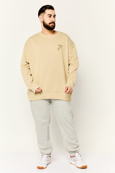 FILA Men Oversized Fit Long Sleeve Training Sweatshirt, Dark Beige