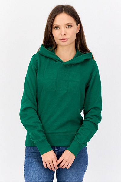 Esprit Women Embroidered logo Long Sleeves Hoodie, Green