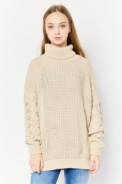 Pretty Little Thing Women Turtle Neck Knitted Sweater, Cream