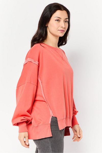AMERICAN EAGLE Women Crew Neck Solid Long Sleeve Sweatshirts, Orange
