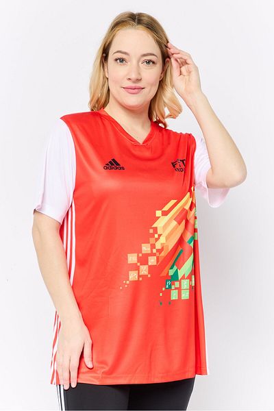 adidas Women Sportswear Fit Short Sleeve Training Jersey, Red