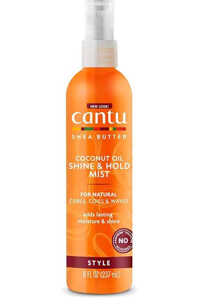 Cantu Shine and Hold Spray with Shea Butter and Coconut Oil, 8 ounces, White
