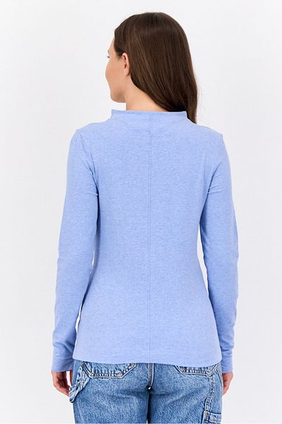 Esprit Women Funnel Neck Heather Long Sleeves Top, Light Blue