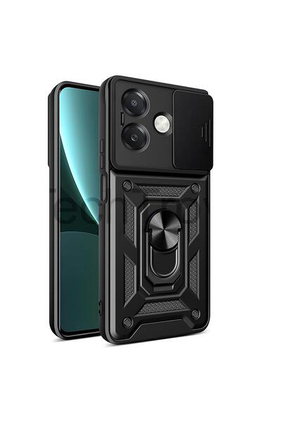 TechTrove Oppo A3 Kılıf Magnetik Standlı Sürgülü Kamera Korumalı Tank Kapak