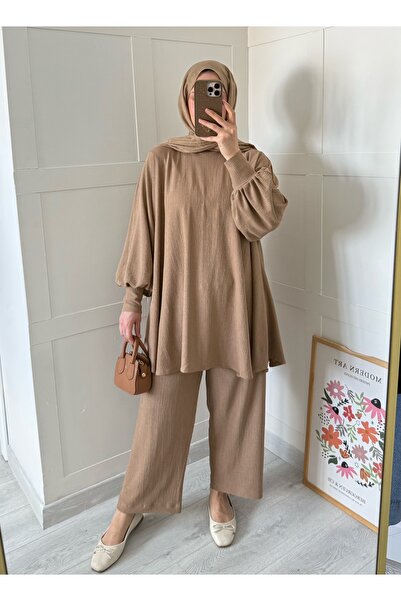 Moda Lippa Широки панталони с джобове в земни цветове