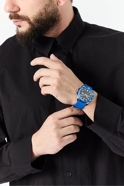 Lacoste Men 2011285 Silicone Quartz Watch 44 Mm, Blue