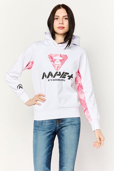 Aape By A Bathing Ape Women Hood Neck Graphic Print Long Sleeves Hoodie, White