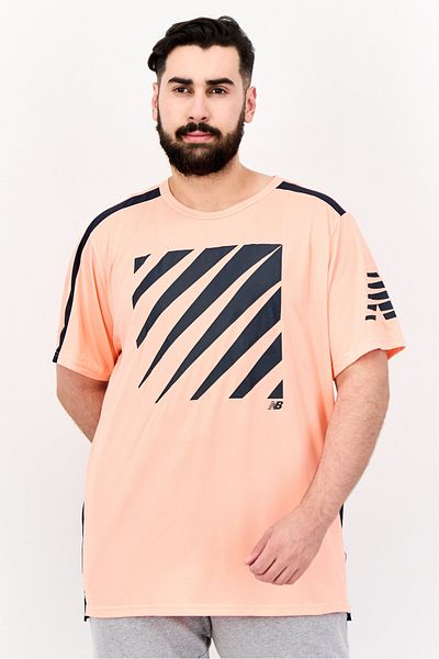 New Balance Men Sportswear Fit Short Sleeve Running T-Shirts, Coral