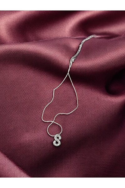 MAC CENTER S Harfli Balon Paslanmaz Çelik Gümüş Renk Kadın Kolye