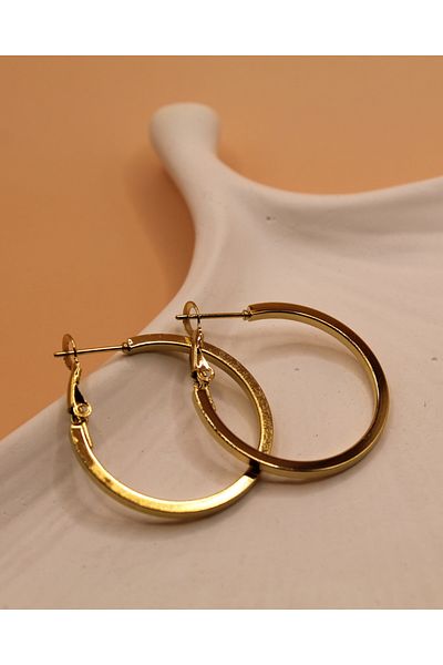 Luvix Design Gold Color Thin Hoop Steel Earrings