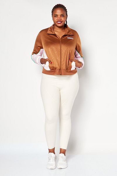 adidas Women Plus Size Long Sleeve Training Track Jacket, Brown/Pink