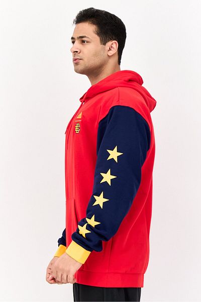 adidas Men Sportswear Fit Long Sleeves Basketball Hoodie, Red