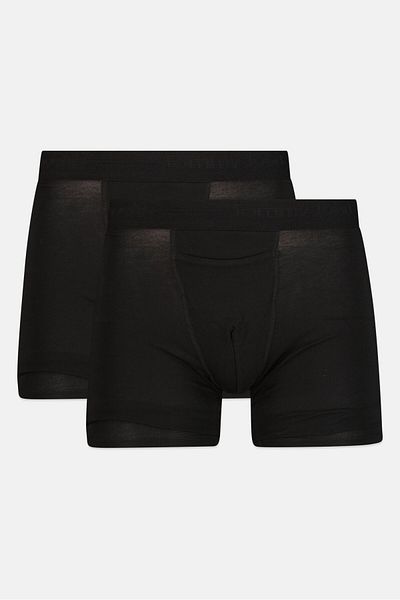 Tommy John Men 2 Pieces 9 Inseam Plain Boxer Briefs, Black