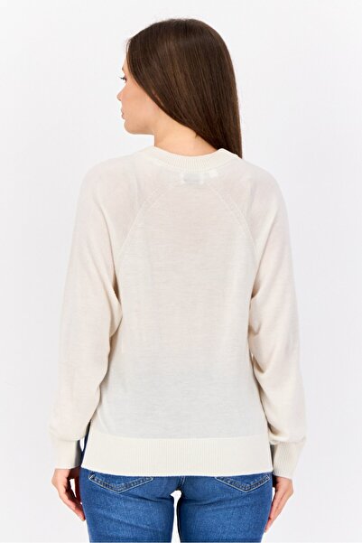 Esprit Women V-Neck Long Sleeves Plain Sweater, Beige
