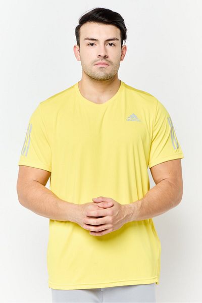 adidas Men Sportswear Fit Short Sleeves Running T-Shirt, Yellow