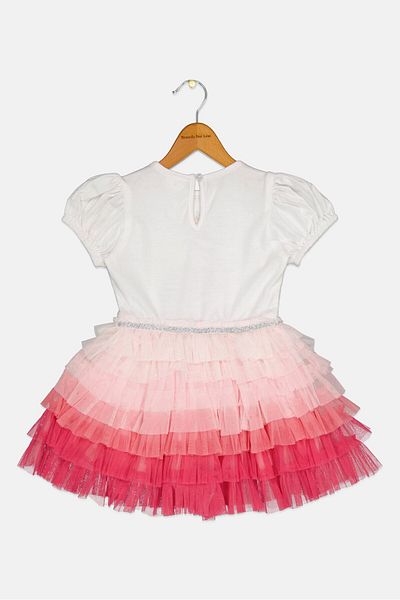 Miss Kids Girl Embroidered Pleated Dress, Multicolor