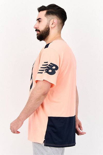 New Balance Men Sportswear Fit Short Sleeve Running T-Shirts, Coral