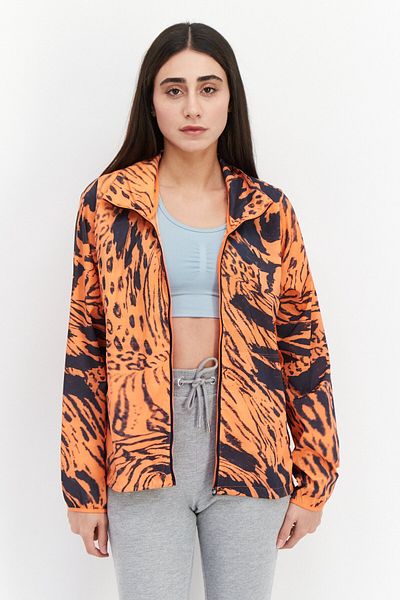 adidas Women Sportswear Fit Running Jacket, Orange/navy