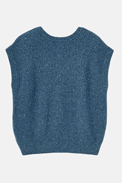 Tchibo Women V-Neck Sleeveless Heather Vest, Blue