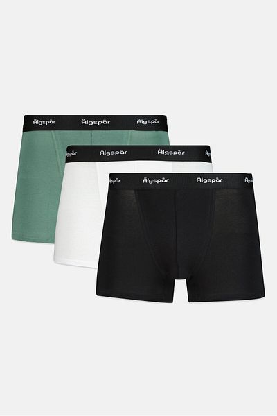 Algspar Men 3 Pieces Brand Logo Boxer, White/green/black