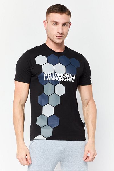 Lamborghini Men Sportswear Fit Short Sleeve Outdoor T-Shirt, Black
