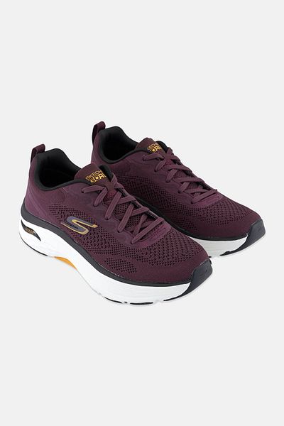 SKECHERS Men Max Cushioning Arch Fit Lace Up Running Shoes, Burgundy