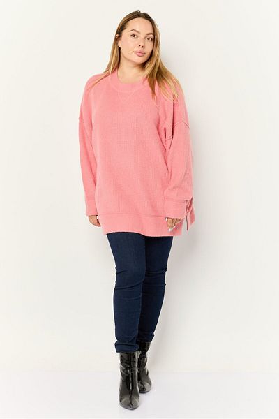 aerie Women Ribbed Collar Crochet Sweater, Pink