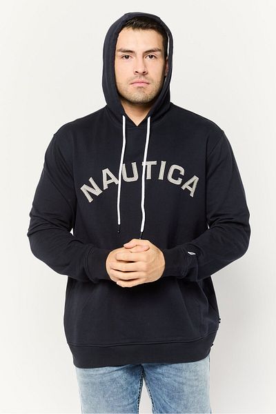 Nautica Men Embroidered Logo Long Sleeves Hooded Sweatshirt, Navy