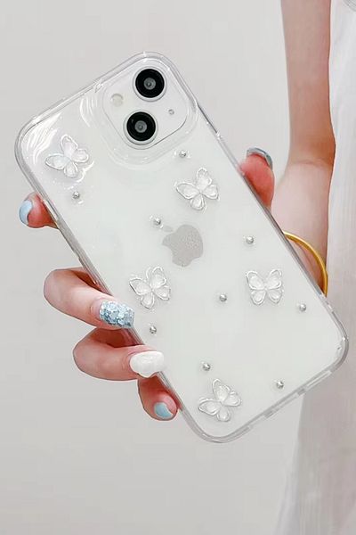 KVK PRİVACY حافظة متوافقة مع هاتف Apple iPhone 13-14، غطاء من السيليكون الناعم المقاوم للصدمات على شكل فراشة زهرية
