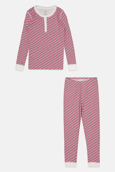 Roller Rabbit Kids Girl Allover Print Pyjama Set, Pink/white