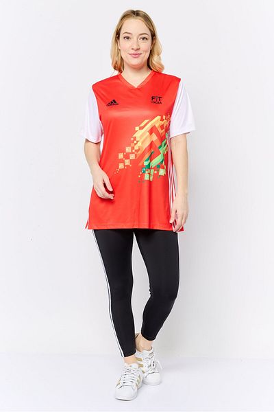 adidas Women Sportswear Fit Short Sleeve Training Jersey, Red