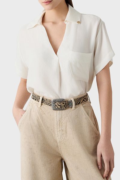 BSB Regular Fit V-Neck Short Sleeve Blouse Bluz 053