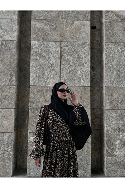 Moda Lippa Φόρεμα με ζώνη με λεοπάρ σχέδιο