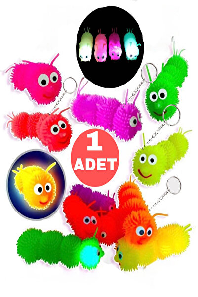 Hyd 1 Adet Işıklı Anahtarlıklı Tırtıl Stres Giderici Squishy Duyusal Oyuncak Esnek Yumuşak