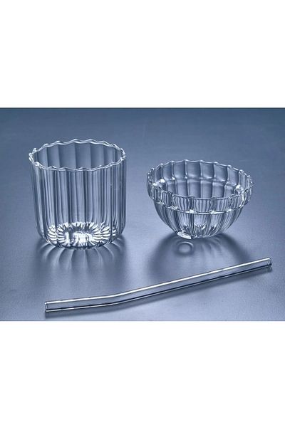 MİMOZA PARK 1 Piece Glass Oval Lid Heat Resistant Pinterest Cup| Coffee And Presentation Cup| 430ml