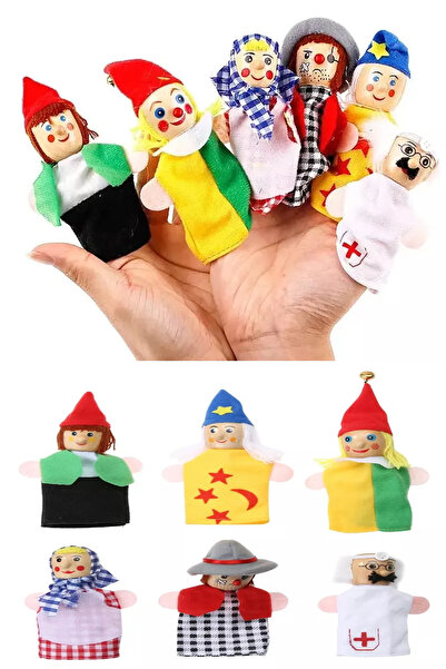 Hyd Set of 6 Wooden Finger Puppet Baby Game Fairy Tale Story Visual Intelligence Development Props Toy