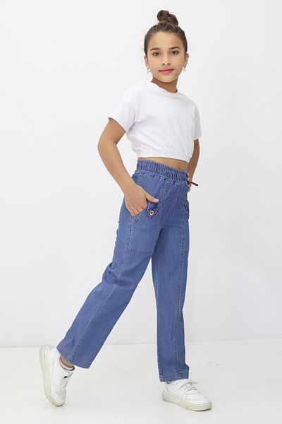 RAPİDO LİFE Girl's Thin Summer Jeans with Pocket Button Detail Stitched Front