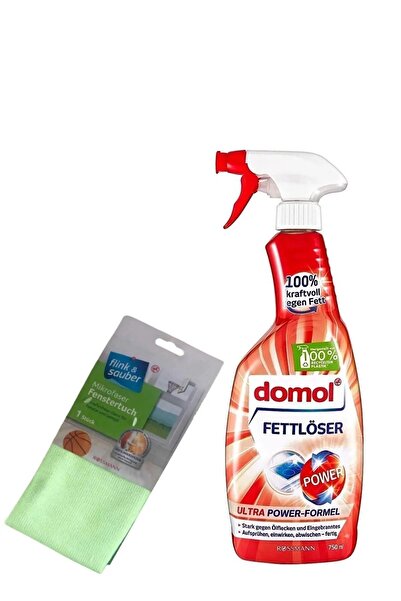 DOMOL Yağ Çözücü Sprey 750 ml & Flink Sauber Mikrofiber Cam Bezi Tekli