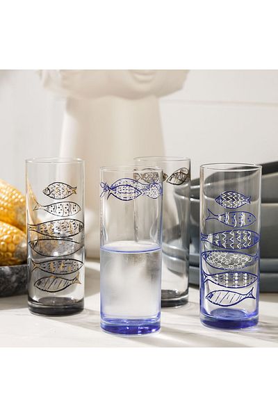 Mudo Home Set of 6 200ml Gold Fish Rack Glasses